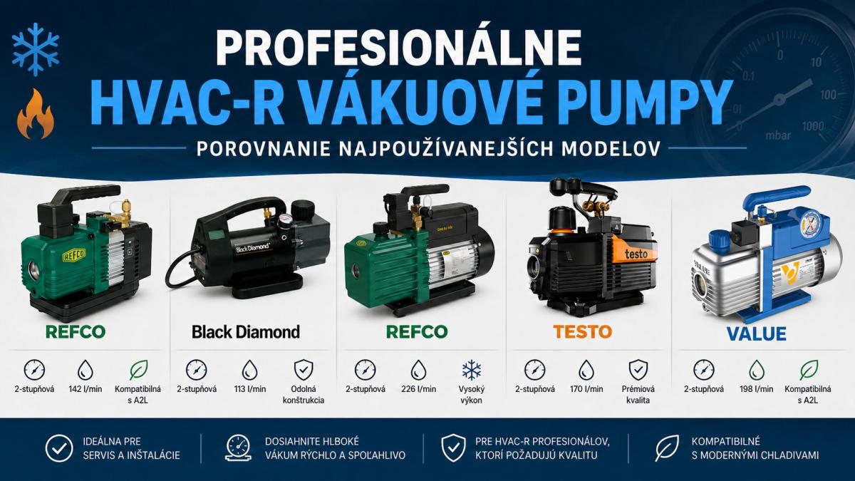 Profesionálne HVAC-R vákuové pumpy – porovnanie najpoužívanejších modelov