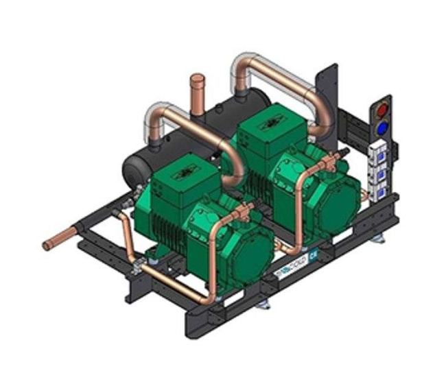 Združená jednotka s  polo-hermetickými Bitzer kompresormi  KX-2X4TES-12Y R134A  K2BM083Y  Rivacold